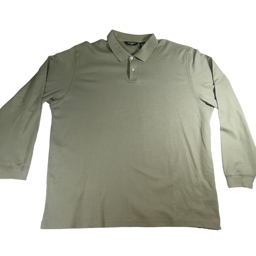 Eddie Bauer  Polo Shirt Men 3XLT Tall Green Long Sleeve Big/Tall Golf Collared